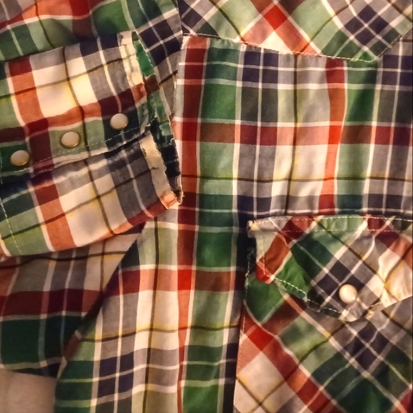 Rustler brand vintage pearl button mens shirt size large with long tails - Picture 5 of 5